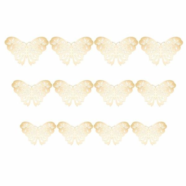 Ornaments |   12 Pcs 3D Hollow Wall Stickers Butterfly Fridge For Home Decoration New Ornaments gold