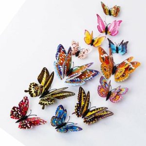 Ornaments |   12Pcs 3D Butterfly Design Decal Art Wall Stickers Room Magnetic Home Decor Ornaments as the picture