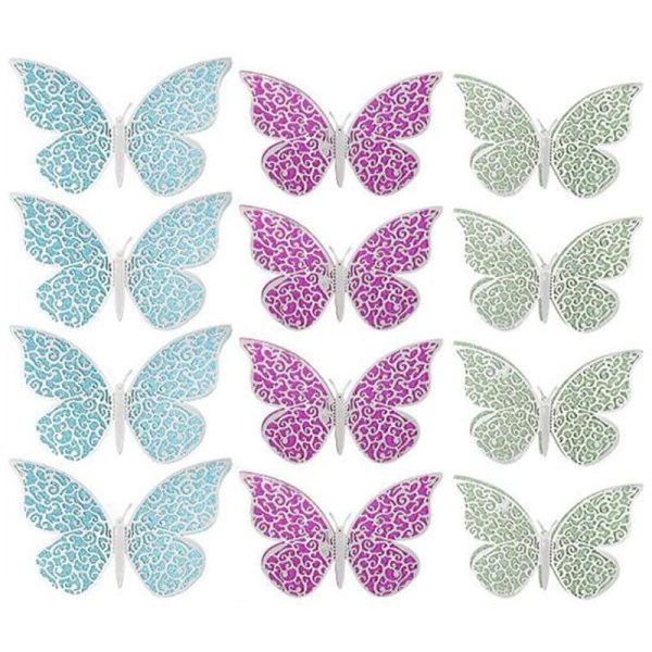 Ornaments |   12Pcs Lightweight Butterflies Decals Vivid Appearance Fashion Attractive 3D Wedding Party Stickers Ornaments golden