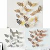 Ornaments |   12Pcs/Set 3D Butterfly Art Decal Wall Stickers/Magnetic Home Decor Room Decor Ornaments gold