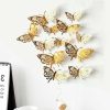 Ornaments |   12Pcs/Set 3D Butterfly Art Decal Wall Stickers/Magnetic Home Decor Room Decor Ornaments gold