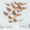 Ornaments |   12Pcs/Set 3D Butterfly Art Decal Wall Stickers/Magnetic Home Decor Room Decor Ornaments gold