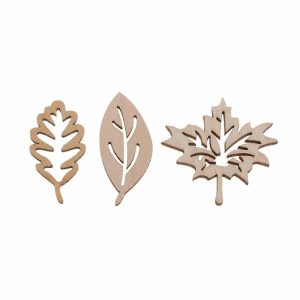 Ornaments |   50 Pieces Natural Wooden Leaves Shapes For Diy Crafts Ornaments as the picture