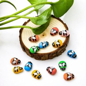 Ornaments |   50Pcs Beatles Wooden Ladybird Wall Sticker Children Kids Painted Diy Craft Wedding Home Party Holiday Decorationn Ornaments multicolor