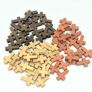 Ornaments |   50Pcs Cross Beads Wooden Decorations Pendant Jewelry Wood Diy Craft Supplies Ornaments beige