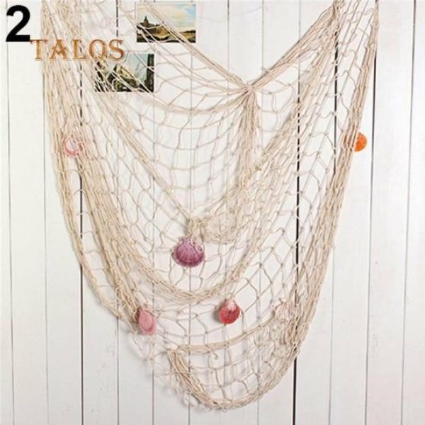 Ornaments |   Decorative Nautical Fishing Net Beach Scene Home Party Decoration With Shell Gadgets & Accessories Ornaments beige