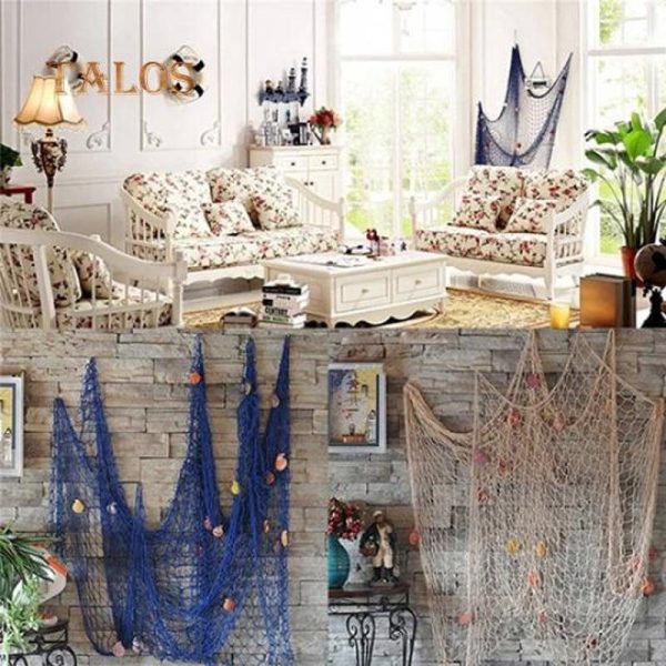 Ornaments |   Decorative Nautical Fishing Net Beach Scene Home Party Decoration With Shell Gadgets & Accessories Ornaments beige