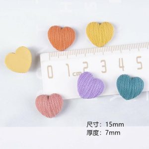 Ornaments |   Home Living 10Pcs Children’s Hair Clip Beads Love Heart Patch Phone Case Refrigerator Patch Hair Rope Material Non-Porous Diy Cream Imitation Knitted Ornaments green