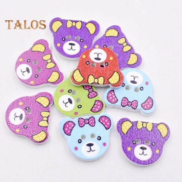 Ornaments |   Plar Bear 50Pcs Bear Head Shape Wooden Buttons Diy Crafts Scarpbooking Sewing Accessories Ornaments multicolor