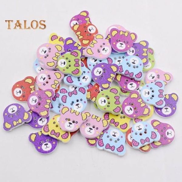 Ornaments |   Plar Bear 50Pcs Bear Head Shape Wooden Buttons Diy Crafts Scarpbooking Sewing Accessories Ornaments multicolor