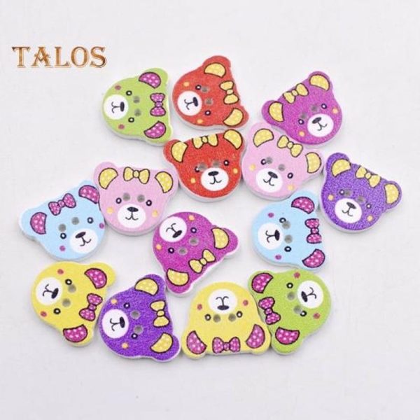 Ornaments |   Plar Bear 50Pcs Bear Head Shape Wooden Buttons Diy Crafts Scarpbooking Sewing Accessories Ornaments multicolor