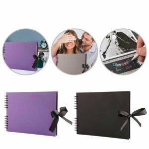 Photo Albums |   Diy Memory Scrapbook Album With Elegant Bow Ribbon Decoration Thickened Cardboard Wedding Anniversary Photo Album Photo Albums black