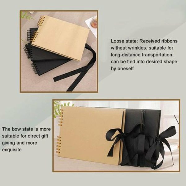 Photo Albums |   Diy Memory Scrapbook Album With Elegant Bow Ribbon Decoration Thickened Cardboard Wedding Anniversary Photo Album Photo Albums black