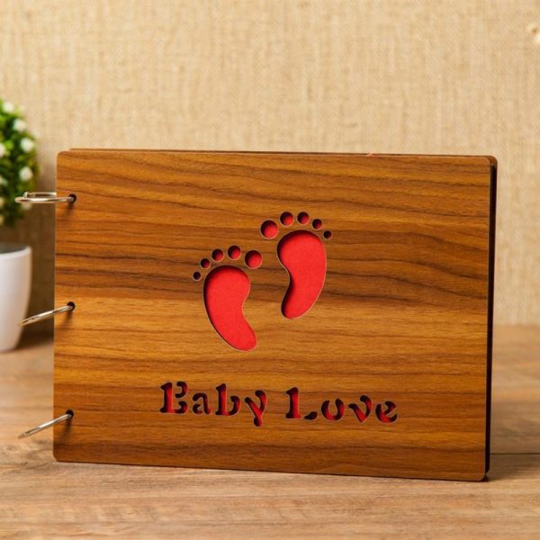 Photo Albums |   High-Grade 10-Inch Wood Carved Diy Album Wood Album Baby Life Album Creative Gift Photo Albums brown