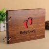 Photo Albums |   High-Grade 10-Inch Wood Carved Diy Album Wood Album Baby Life Album Creative Gift Photo Albums brown