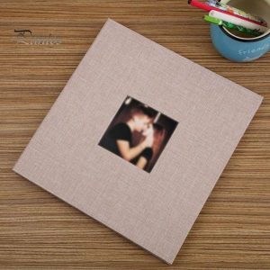 Photo Albums |   Photo Album 40 Pages Linen Cover Hardcover Reusable Sticky Stamp Collection Book Family Photos Storage Memory Book Scrapbook With Box Photo Albums beige