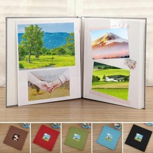 Photo Albums |   Photo Album 40 Pages Linen Cover Hardcover Reusable Sticky Stamp Collection Book Family Photos Storage Memory Book Scrapbook With Box Photo Albums beige