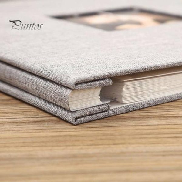 Photo Albums |   Photo Album 40 Pages Linen Cover Hardcover Reusable Sticky Stamp Collection Book Family Photos Storage Memory Book Scrapbook With Box Photo Albums beige