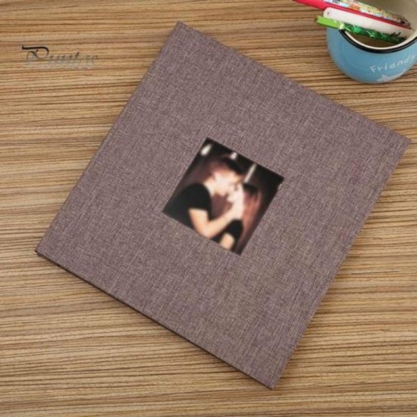 Photo Albums |   Photo Album 40 Pages Linen Cover Hardcover Reusable Sticky Stamp Collection Book Family Photos Storage Memory Book Scrapbook With Box Photo Albums beige