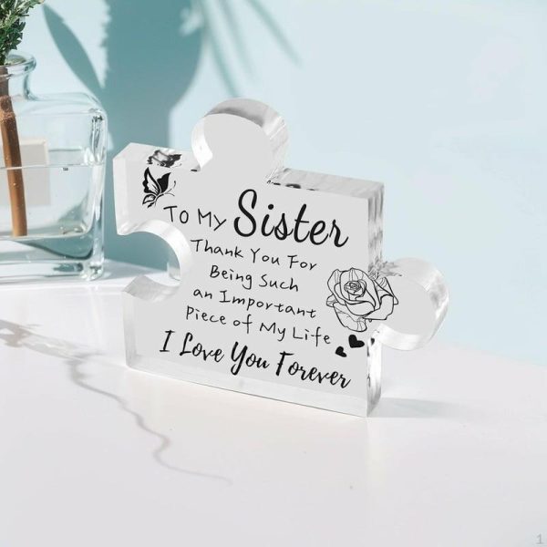 Statues & Sculptures |   Acrylic Block Puzzle Plate Engraved Tabletop Figurines For Valentine’s Day Thanksgiving Gift Statues & Sculptures as the picture