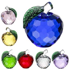 Statues & Sculptures |   Crystal Apple Handcraft Christmas Eve Souvenir Paperweight Sculpture Art Craft Decor Statues & Sculptures blue