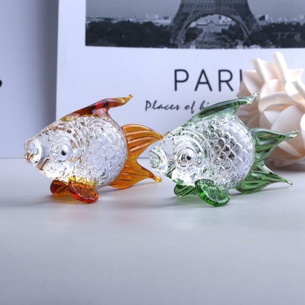 Statues & Sculptures |   Crystal Glass Goldfish Ornaments Desk Decoration Creative Home Decoration Amber Carving Gift Statues & Sculptures amber