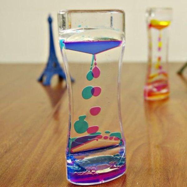 Statues & Sculptures |   Double Colors Oil Hourglass Liquid Floating Motion Bubbles Timer Desk Decors Statues & Sculptures green