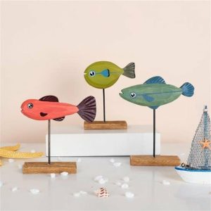 Statues & Sculptures |   Fish Model Moisture-Proof Eco-Friendly Wood Fashion Vivid Appearance Miniature Party Supplies Statues & Sculptures blue