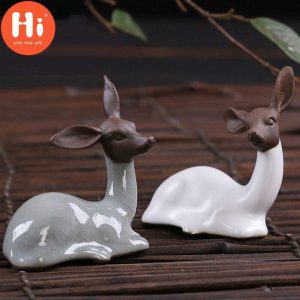 Statues & Sculptures |   Hi Purple Clay Ice Cracked Glaze Tea Set Ceramic Lovely Deer Ornament Animal Figurine Home Teahouse Decor Craftshi Statues & Sculptures as the picture