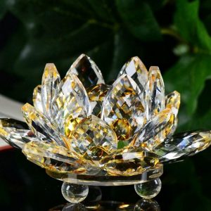 Statues & Sculptures |   Lotus Crystal Glass Figure Paperweight Ornament Feng Shui Decor Collection – Good Luck Arrangements Statues & Sculptures blue