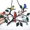 Statues & Sculptures |   Multicolor Birds On A Wire High Stained Suncatcher Window Panel Bird Series Statues & Sculptures as the picture