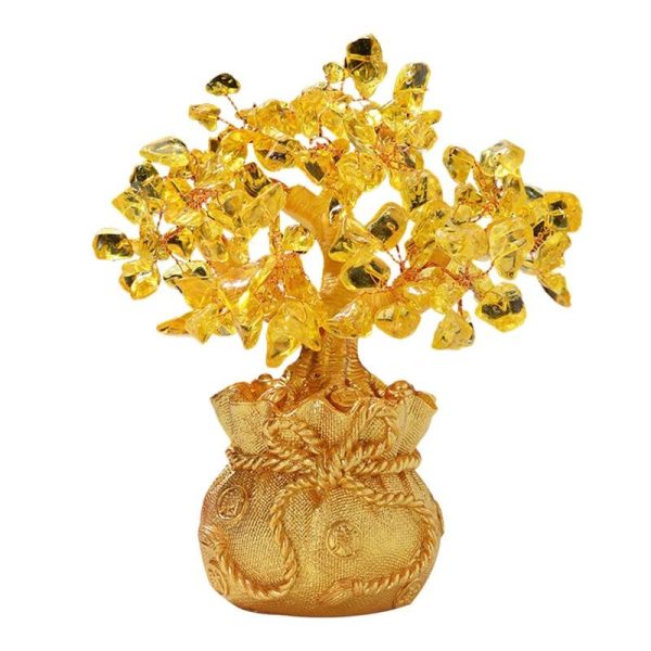 Statues & Sculptures |   Natural Money Tree Money Bag Treasure Pot Decoration Office Opening Wine Cabinet Decoration Statues & Sculptures Not specified