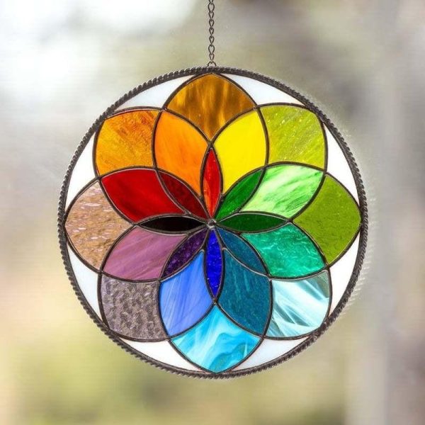 Statues & Sculptures |   Rainbow Stained Suncatcher Window Hangings Stained Window Panel  Seriesfunrain Statues & Sculptures as the picture