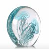 Statues & Sculptures |   Tooarts Blue Jellyfish Gift Glass Ornament Handblown Home Decor Blue Statues & Sculptures Not specified