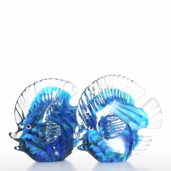 Statues & Sculptures |   Tooarts Blue Tropical Fish Glass Sculpture Home Decoration Glass Fish Statues & Sculptures Not specified