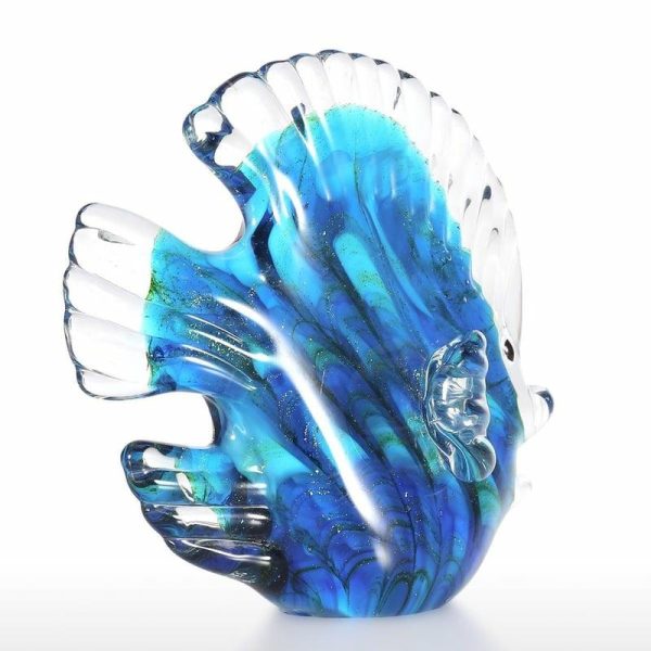 Statues & Sculptures |   Tooarts Blue Tropical Fish Glass Sculpture Home Decoration Glass Fish Statues & Sculptures Not specified