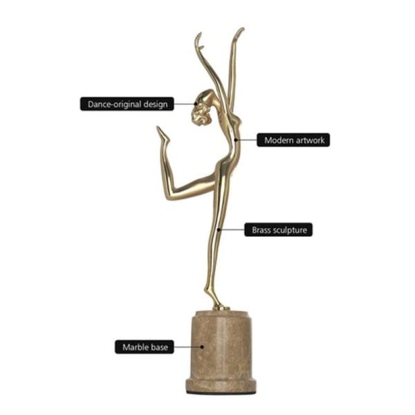 Statues & Sculptures |   Tooarts Dance Brass Sculpture Exquisite Handcraft Home And Office Ornaments Modern Art Figurine Gift Statues & Sculptures gold