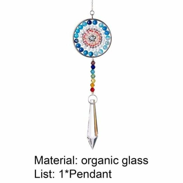 Statues & Sculptures |   Wall Pendant Anti-Fade Window Hanging Reflective 3 Colors Mandala Pendant For Home Statues & Sculptures blue