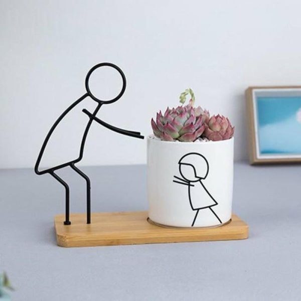 Vases |   1 Set Flower Modern Style Pot Decorative Parent-Child Craft Ceramic Succulent Plant Pot For Home Vases Vases