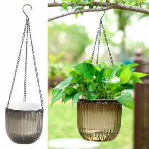 Vases |   1 Set Flowerpot Self-Watering Visible Water Level Hanging Planter Pot Basket With Drainage Holes For Indoor Outdoor Vases clear