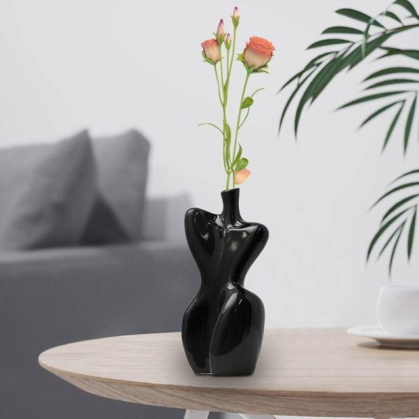 Vases |   Ceramic Vase Body Flower Arrangement Elegant Abstract Pot Female Form For Vases black