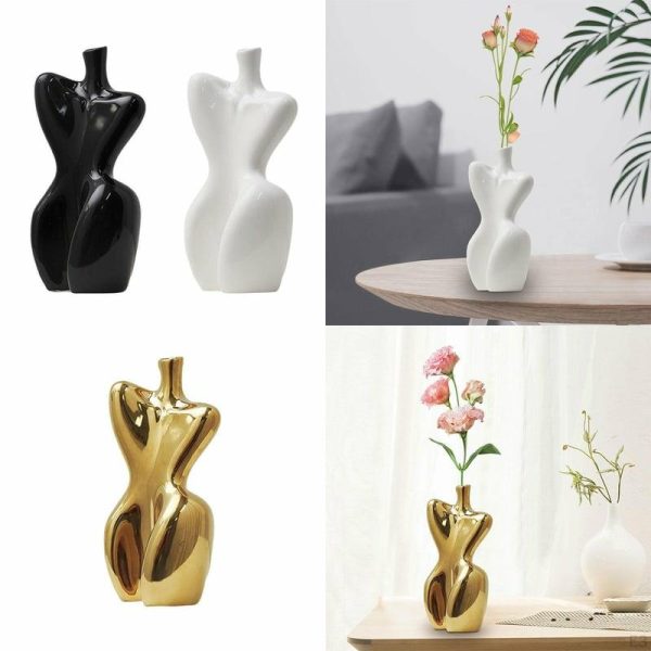 Vases |   Ceramic Vase Body Flower Arrangement Elegant Abstract Pot Female Form For Vases black