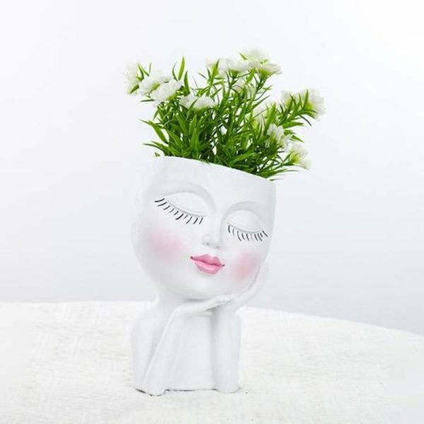 Vases |   Creative Face Flower Pot Smooth Edge Drainage Decorative Vases beige