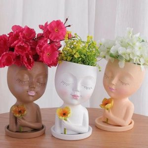 Vases |   Creative Resin Flowerpot Stable Base Corrosion Resistant Ornamental Vases beige