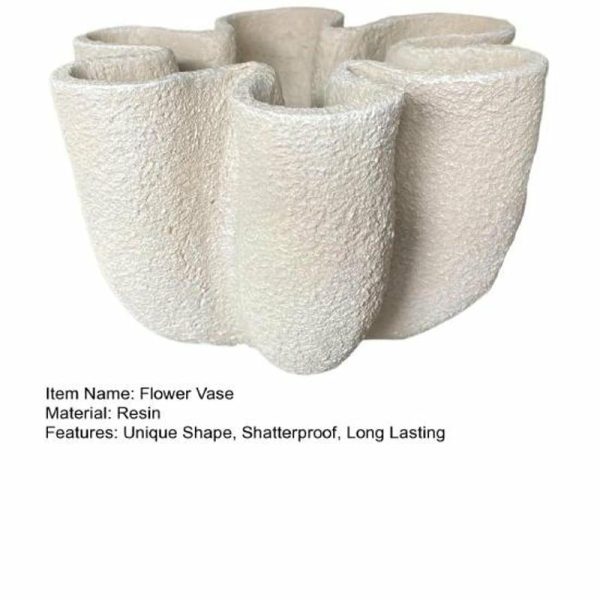 Vases |   Decorative Bowl Fluted Vase Shatterproof Unique Texture Coffee Table Bookshelf Sculptural Flowerpot Decoration Vases beige