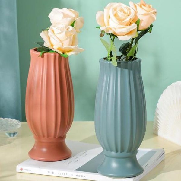 Vases |   Durable Plastic Vase Exquisite Heavy Duty Wide Opening Vases light green