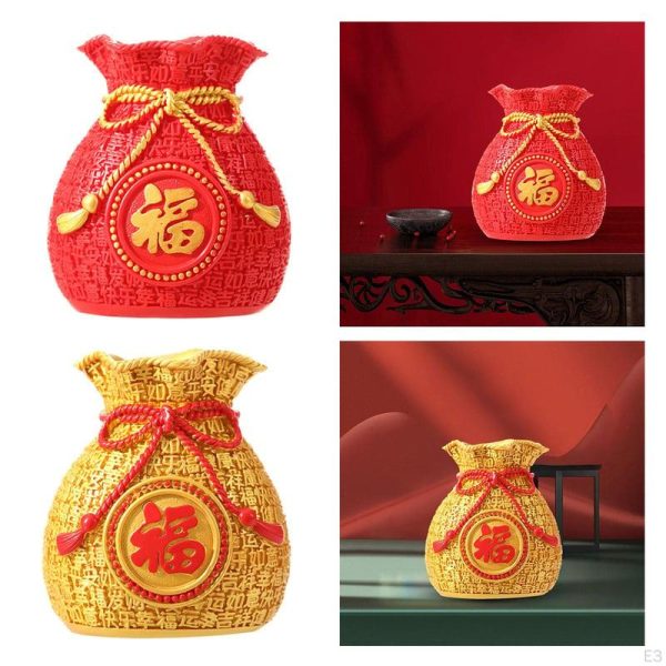 Vases |   Elegant Money Bag Sculpture – Decorative Flower Vase For Home Office Vases gold