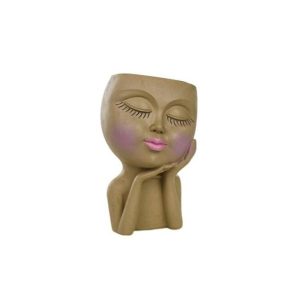 Vases |   Face Flower Pot Human Face Sleeping Beauty Smooth Edge Prop Cheek Flat Head Decorative Resin Indoor Outdoor Vases beige