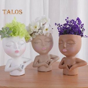 Vases |   Face Planter Love Gesture Home Decor Resin Durable Whimsical Girl Face Planter Pot Garden Supplies Vases brown