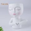 Vases |   Face Planter Love Gesture Home Decor Resin Durable Whimsical Girl Face Planter Pot Garden Supplies Vases brown